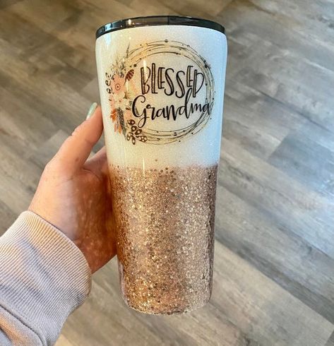 Tumblers Bling, Grandma Tumbler, Blessed Grandma, Parents Christmas, Glitter Tumblers, Tumbler Photos, Custom Tumbler Cups, Tumbler Cups Diy, Tumbler Ideas