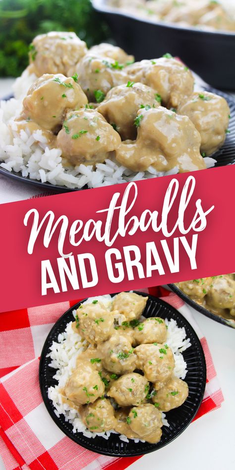 Meatballs and Gravy is the ultimate comfort food. Serve them on their own or with egg noodles and caramelized onion for a delish dish. Meatballs And Gravy Recipe, Recipe Meatballs, Weekend Recipes, Meatballs And Gravy, Meatball Recipes Easy, Recipe Beef, Beef Meatballs, Gravy Recipe, Beef Recipes Easy