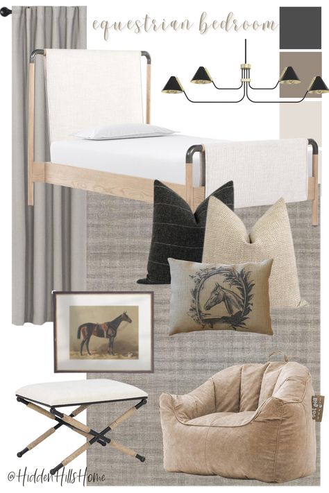 Equestrian Inspired Bedroom, Equestrian Aesthetic Bedroom, Girls Equestrian Bedroom, Equestrian Bedroom Ideas, Equestrian Chic Decor, Equestrian Bedroom, Mom Bedroom, Horse Themed Bedrooms, Horse Bedroom