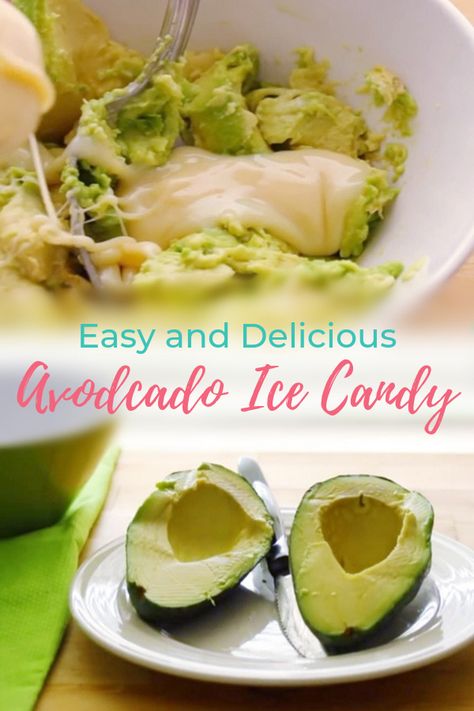 Avocado With Condensed Milk, Avocado Condensed Milk Dessert, Avocado Ice Candy Recipe, Avocado Ice Candy, Filipino Ice Cream, Unripe Avocado, Condensed Milk Desserts, Healthy Ice Cream Recipes, Avocado Ice Cream