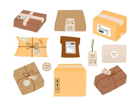 Cute Box Drawing, Packaging Drawing, Gift Box Illustration, Package Illustration, Box Drawing, Box Illustration, Packaging Illustration, Gift Illustration, Work Stickers