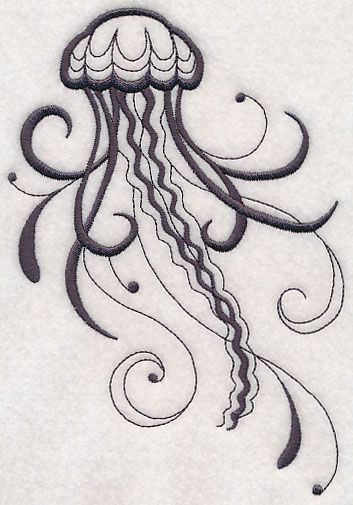 Medusa Animal, Tunnel Book, Jellyfish Drawing, Jellyfish Design, Doll Drawing, Jellyfish Tattoo, Jellyfish Art, Free Machine Embroidery Designs, Embroidery Library