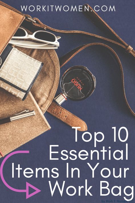 Find work life balance in your career and organize your work bag with these top 10 essential items. Feel confident and ready to take on your day at the office by having everything you need in your work bag. #workitwomen #worklifebalance #career #workwear #workbags #organization #essentialitems #officewear via @workitwomen How To Organize Work Bag, Pack My Work Bag, Organized Work Bag, Organize Work Bag, Workbags Organization, Office Bag Essentials Women, Work Commuter Essentials, Work Bag Organization, Work Bag Essentials The Office