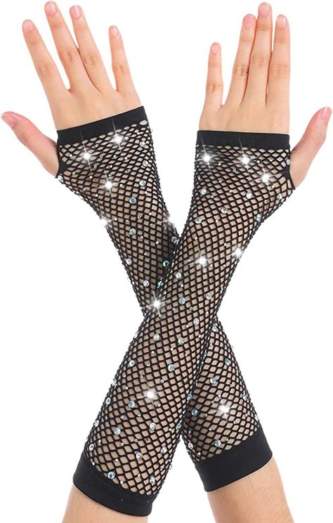 Fishnet Arm Warmers, Net Gloves, Fishnet Gloves, Rhinestone Fishnets, Suits Series, Scene Accessories, Mesh Gloves, 80s Costume, Fish Net