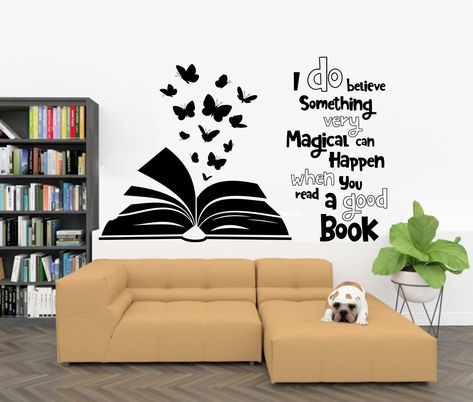 Book Quote Kids Wall Decal Books Quote Reading Room Library | Etsy Bookshelves Vintage, Bedroom Gamer, Book Decorations, Books Wall, Gym Wall Decal, Books Lover, Reading Books Quotes, Books Decor, Reading Wall