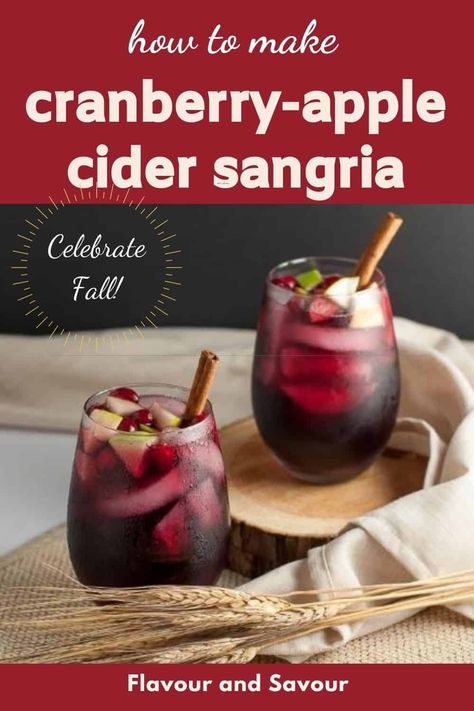 Apple Cranberry Sangria Recipes, Cranberry Apple Cider Sangria, Cranberry Apple Sangria Recipes, Apple Cider Christmas Cocktail, Apple Cider Christmas Drink, All Things Thanksgiving, Cranberry Apple Sangria, Thanksgiving Cocktail Recipes For A Crowd, Fall Party Desserts For A Crowd