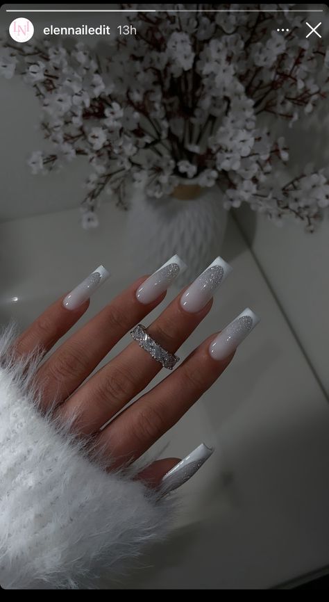 Nail Idea Valentines Day, Black Deep French Nails, Nails 2024 White, Nail Inspo Holiday, Pink Nails French, Monochrome Nails, Nail Academy, Unghie Sfumate, New Years Eve Nails