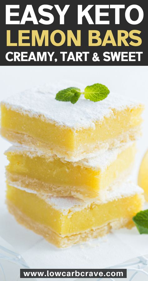 Insanely Good Keto Lemon Bars (Sugar-Free & Gluten-Free) Keto Lemon Bars Almond Flour, Almond Flour Lemon Bars, Thm Lemon Bars, Keto Lemon Desserts, Short Bread Crust, Sugar Free Lemon Bars, Keto Lemon Bars, Homemade Lemon Bars, Bread Crust