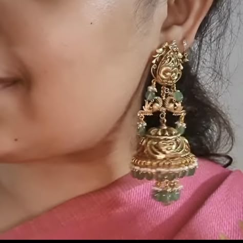 Heavy Buttalu Earrings Gold Bridal, Gold Buttalu Earrings Latest, Nakshi Earrings, Buttalu Earrings Gold, Buttalu Earrings, 2 Grams Gold Earrings Designs, Latest Gold Earrings Designs, Gold Buttalu, Temple Jewellery Jhumkas