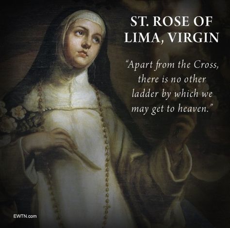 August 23 is the feast day of the first saint of the New World, St. Rose of Lima. At a very young age, she chose to consecrate her life to God. She practiced very intense prayer and penance daily…see link. #Catholic #Saints #Prayer #Faith Rose Of Lima, St Rose Of Lima, Saint Thomas Aquinas, Saint Dominic, St John Vianney, Saint Quotes Catholic, St Ignatius, Girl God, Bible Verse Coloring