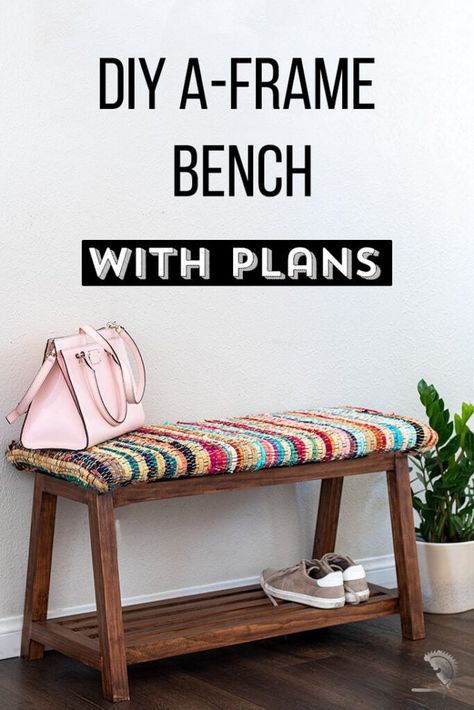 How to Build a DIY Bench with Shoe Storage - Anika's DIY Life Storage Bench Plans, Diy Upholstered Bench, Shoe Storage Plans, Build A Bench, Diy Bench Seat, Storage Cube Ottoman, Diy Shoe Storage, Shoe Storage Bench, Diy Shoe