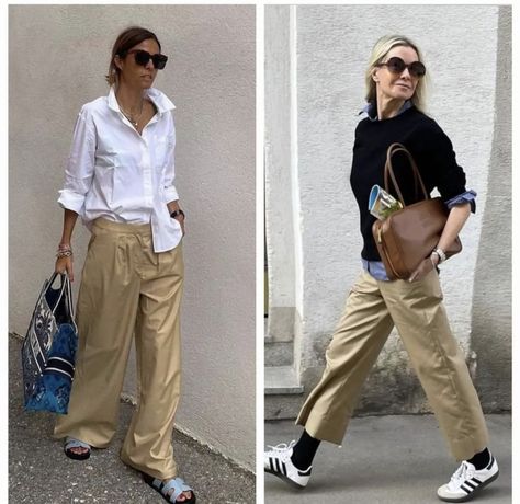 Khaki Trouser Outfit Women, Khakis Outfit For Women, Khaki Trousers Outfit, Classic Chic Outfits, Khakis Outfit, Outfits Trending, Trouser Outfit, Khaki Trousers, Outfit For Women