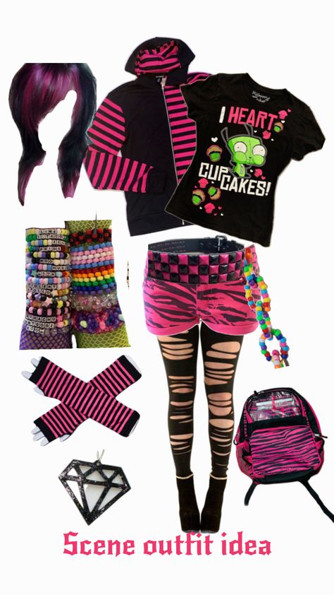 I will make more cuz these are jsut fun to make lol Emo Outfits Girl, 2000s Emo Outfits, Scene Queen Outfit, Scene Outfits Aesthetic, Scenecore Outfit, Scene Kid Outfits, Scene Clothing, Kid Outfits, 2000s Emo