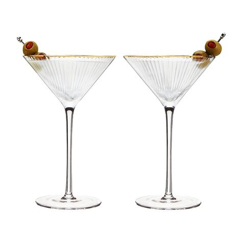 Viski Meridian Martini Glasses Set of 2 | The Container Store Unique Martini Glasses, Stackable Glassware, Crystal Martini Glasses, Classic Martini, Best Bourbons, Unique Cocktails, Martini Glasses, Crystal Glassware, Espresso Martini