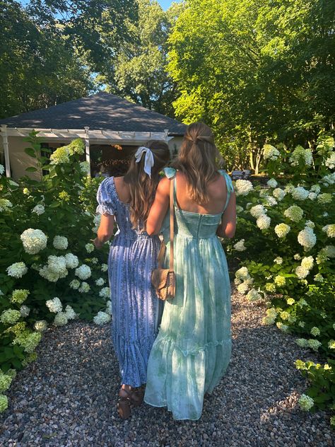 Whimsical Summer Dress, Bridesmaid Sundress, Long Dress Summer Aesthetic, French Garden Party Outfit, Summer Garden Party Dress, Garden Cocktail Dress, Midsummer Party Outfit, Cottagecore Floral Maxi Dress For Garden Party, Spring Garden Party Maxi Sundress