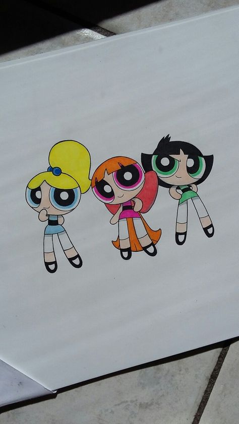 Nursery Motifs Drawing, Powerpuff Easy Drawing, Powerpuff Girl Drawing, Powerpuff Drawing, Powerpuff Girls Painting, Powerpuff Girls Drawing, Powerpuff Kızları, Power Puff Girls Bubbles, Super Nana