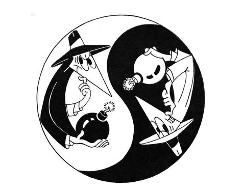 Spy VS Spy by Nes [©2008] Anime Tattoos Spy X Family, Spy X Family Tattoo Ideas, Yin Yang Anime, Spy X Family Black And White, Spy Vs Spy Tattoo, Tony Country, Spy Vs Spy, Band Tattoos For Men, Country Tattoos