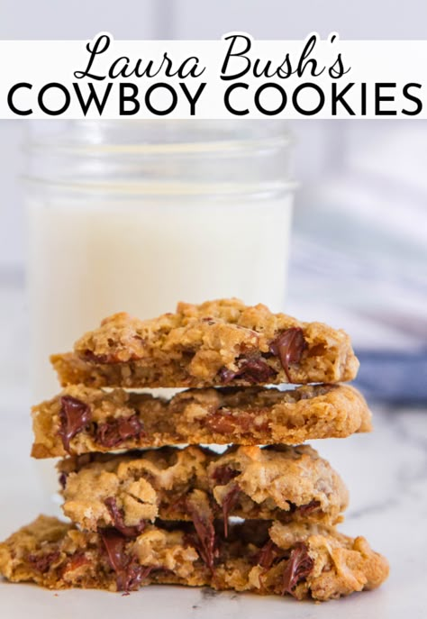 Laura Bush Cookies, Small Batch Cowboy Cookies, Laura Bush Cowboy Cookies Recipe, Cowboy Cookies Laura Bush, Laura Bushes Cowboy Cookie, Cowboy Cookies Recipe Laura Bush, Cowboy Cookies Recipe, Barbara Bush Cowboy Cookies, Ultimate Cowboy Cookies