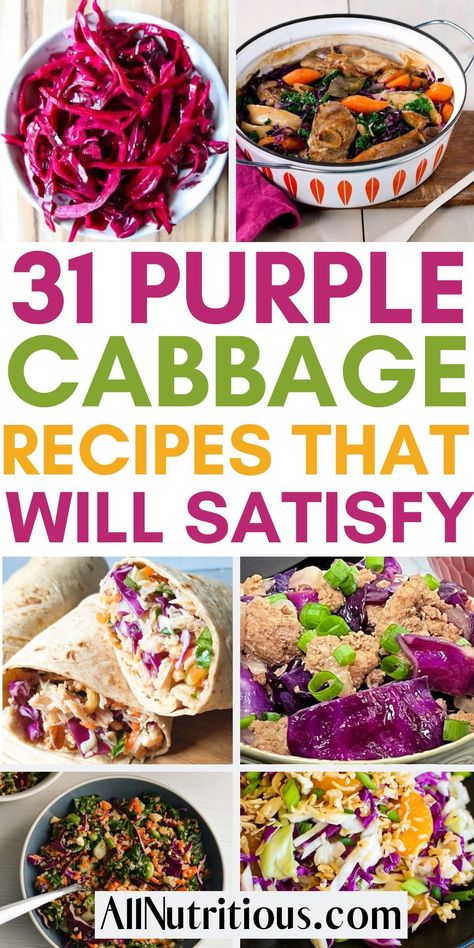 Raw Cabbage Recipes Healthy, Meals With Purple Cabbage, Purple Cabbage Wraps, Purple Cabbage Recipe Ideas, Purple Cabbage And Carrot Salad, What To Make With Purple Cabbage, What To Do With Purple Cabbage, Vegan Purple Cabbage Recipes, Recipes Using Purple Cabbage