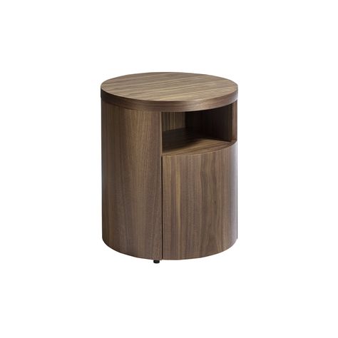 Round Walnut wood nightstand Walnut Wood Nightstand, Night Table, Wood Nightstand, Walnut Veneer, House Doctor, Walnut Wood, Walnut, Side Table, Coffee Table