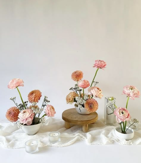 Mini Flower Arrangements Bud Vases, Blush Bud Vases, Bud Vases Bright Flowers, Peach Bud Vases, Whimsical Bud Vases, Ranunculus Arrangement, Bud Vases Wedding, Wedding Sign Decor, Dahlias Wedding