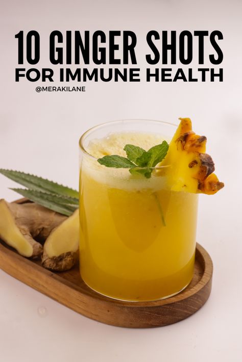 Healthy Gut Shots, Ginger Wellness Shot Recipe, Wellness Shots Recipe Gut Health, Ginger Shot Recipe For Gut Health, Tumeric Ginger Lemon Shots Benefits, Ginger Tumeric Shots Recipes, Ginger Health Shots, Healthy Shot Recipes, Health Shots Recipe