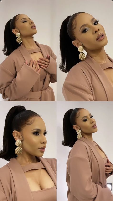 Sleek Back Ponytail Black Women, Grand Opening Outfit Ideas, Graduation Hairstyles For Black Women, Braided Ponytail Black Hair, Rich Wife, Beauty Motivation, Goddess Hair, Feminine Hairstyles, Curly Color