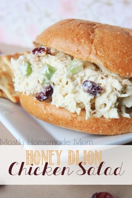 Shredded chicken tossed in a homemade mayo & honey mustard spread with crunchy celery and sweet Craisins thrown in the mix! Chicken salad has always been my thing. I would take chicken salad over tuna or egg salad any day of the year. When we were just dating (and the calories didn’t seem to count)... Read More Dijon Chicken Salad, Honey Dijon Chicken, Tuesday Recipes, Dijon Chicken, Tasty Tuesday, Homemade Mayo, Honey Dijon, Chicken Salad Sandwich, Salad Sandwich