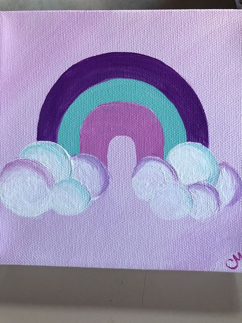 Rainbow Painting Canvases, Pastel Rainbow Painting, Vday Cards, Rainbow Painting, Easy Painting Ideas, Painting Canvases, Simple Canvas Paintings, Paint Canvas, Easy Canvas Painting