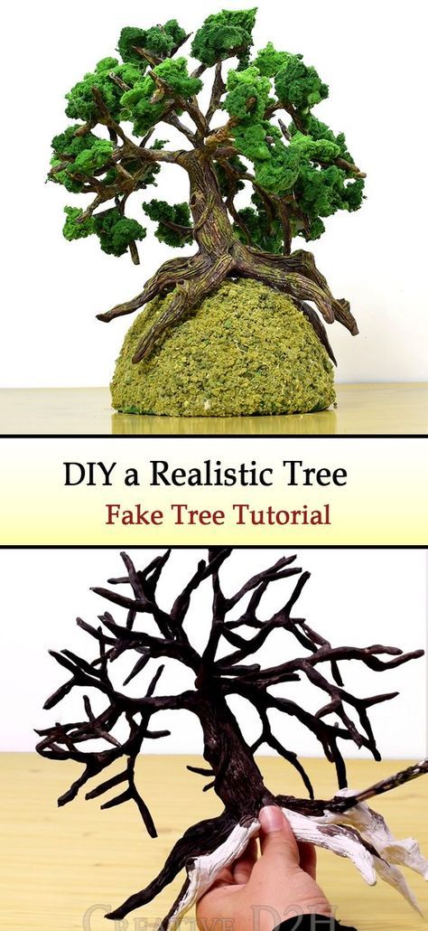 Making Trees For Diorama, Tree Diorama Diy, 3d Tree Craft How To Make, How To Make A Tree Out Of Clay, Mini Trees Diy, How To Make Fake Trees Diy, How To Make A 3d Tree, Diy Fake Tree How To Make, Diy Miniature Tree