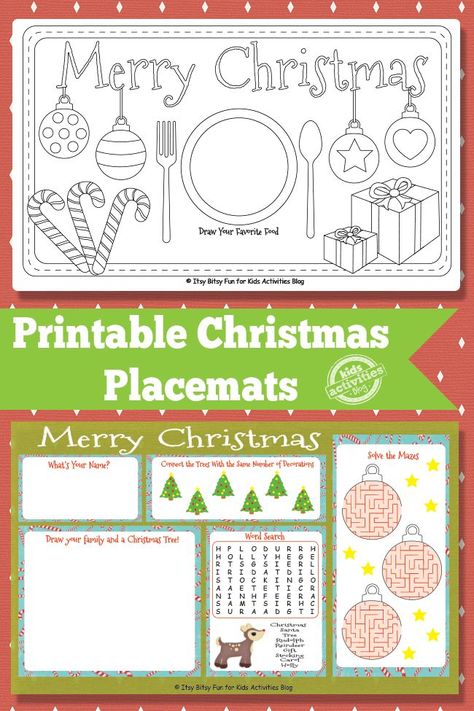 Festive Printable Christmas Placemats for the Holidays | Kids Activities Blog Christmas Writing, Placemats Kids, Printables Free Kids, Free Christmas Printables, Christmas Placemats, Christmas Coloring Pages, Noel Christmas, Printable Christmas, Holiday Activities