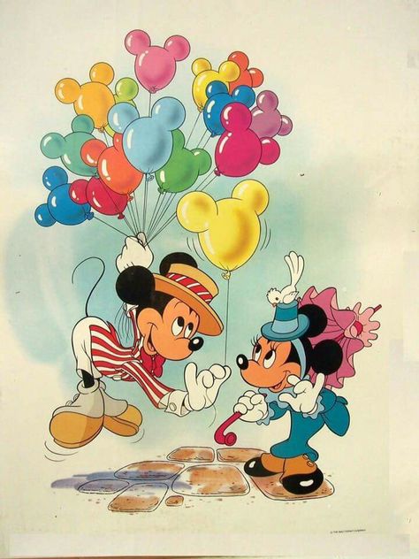 Vintage Disney Posters, Minnie Mouse Balloons, Tema Disney, Retro Disney, Disney Posters, Mickey And Minnie Mouse, Deco Originale, Wallpaper Iphone Disney, Old Disney