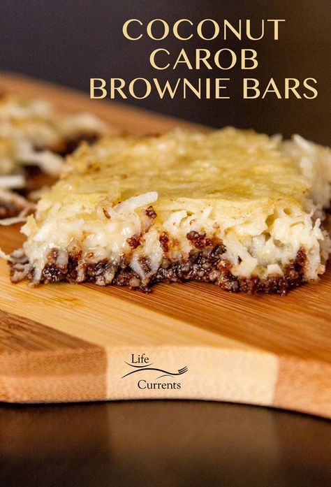 Carob Powder Recipes, Carob Brownies, Carob Recipes, Bars Dessert, Brownie Bars, Candida Overgrowth, Carob Powder, Butter Salmon, Wooden Serving Tray