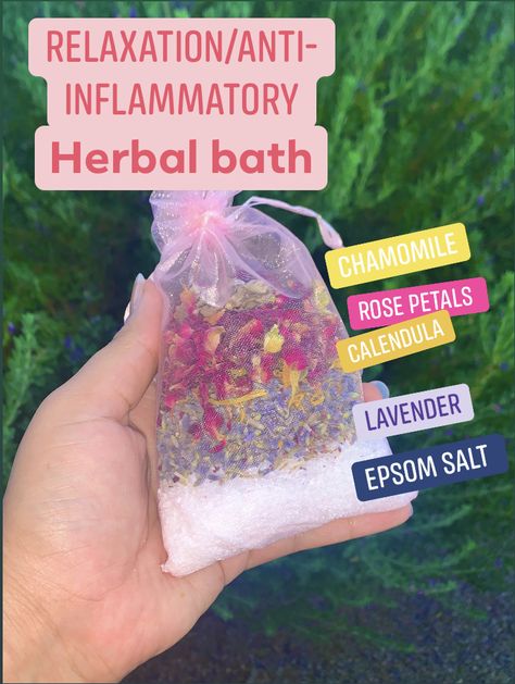 Diy Relaxing Bath Soak, Tea Bath Recipes, Bath Spells, Witch Bath, Spell Bath, Herbal Bath Recipes, Bath Salts Diy Recipes, Bath Bags, Bath Salts Recipe