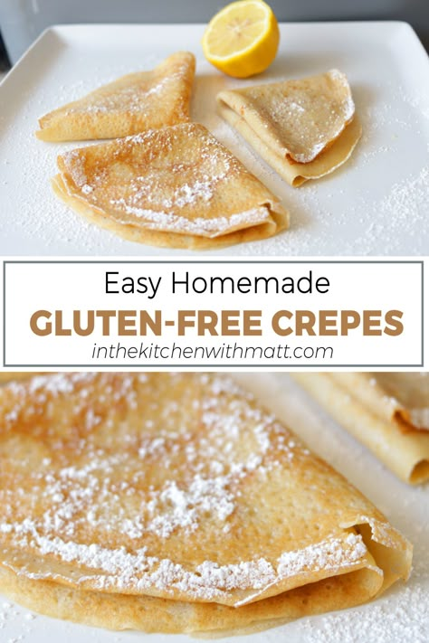 Plate full of homemade gluten-free flour crepes. Flourless Crepe Recipe, Flourless Crepes, Oat Crepes, Gluten Free Crepe, Gluten Free Crepes Recipe, Healthy Crepes, Blintzes Recipe, Gluten Free Pancake Mix, Gluten Free Crepes