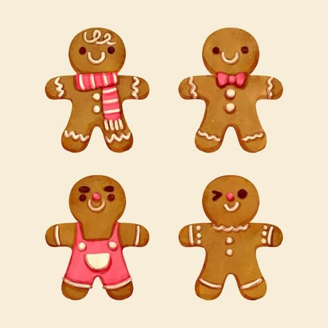 Gingerbread Man Painting, Gingerbread Man Drawing, Macaron Art, Gingerbread Outfit, Christmas Sketches, Watercolor Gingerbread, Cookie Drawing, Elf Ideas Easy, Christmas Sketch