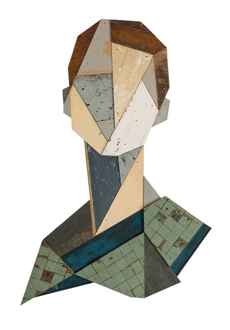 Miss Claire, 2015. Recycled wood sculpture, 114 x 67cm. Photo © Strook. Kunst Collages, Soyut Sanat Tabloları, Abstract Sculpture, Wood Sculpture, Geometric Art, 3d Art, Art Works, Wood Art, Collage Art