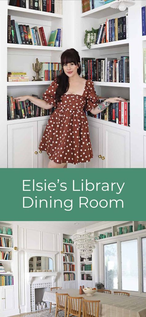 Library Dining Room - A Beautiful Mess Formal Dining Room To Library, Dining Room Library Ideas, Multi Functional Dining Room, Dining Room Library Combo Ideas, Library In Dining Room, Dining Room To Library Conversion, Other Uses For Dining Room, Bookshelf In Dining Room, Bookshelves In Dining Room