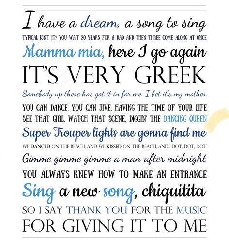 Mamma Mia Tattoo, Mia Tattoo, Mamma Mia Movie, Movie Quote Prints, Song Lyric Quotes, Movie Quote, Mama Mia, Song Lyric, Art Quote