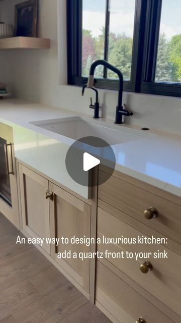 Kelly Griffiths on Instagram: "Save for later: you’ll want to add this detail to your new kitchen. Adding a quartz front to your sink is a design detail that will create a luxurious feel to your kitchen.   #kitchen #kitchendesign #kitchenremodel #kitchenrenovation #kitchendecor #kitcheninspiration #kitchenremodelingideas #kitchensofinstagram #sink #kitchensink #quartz #kitchendesigninspiration #designbuild #customhomes #luxuryhomes #interiordesignideas #mydomaine #custombuild" Hidden Spaces, Stone Farmhouse, Island House, Black Cabinets, Luxury Kitchens, Save For Later, Dishwashers, Spice Rack, Luxury Kitchen