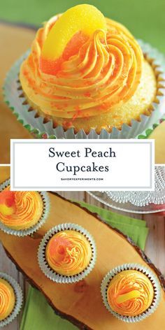 Peach Cupcakes Recipe, Peach Treats, Light Cupcakes, Peaches Cream Cheese, Home Made Cupcakes, Homemade Cupcake Recipes, Peach Cupcakes, Homemade Cupcakes, Vegan Cakes