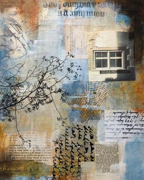 Lorraine Brown on Instagram: "Mixed Media Collage #mixedmediacollage #collageart #mixedmediapainting #contemporarycollageart #cambridgeartist" Collage Art Mixed Media Ideas, Davide Cambria, Lorraine Brown, Mixed Media Collage Techniques, Mixed Media Collage Artwork, Multimedia Collage, Mixed Media Drawing, Mantel Ideas, Mixed Media Art Projects