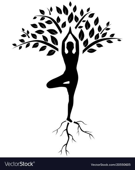 Pose Silhouette, Yoga Painting, Tree With Roots, Yoga Tree Pose, Yoga Kunst, Yoga Drawing, Man Silhouette, Dramatic Sunset, Arte Yoga