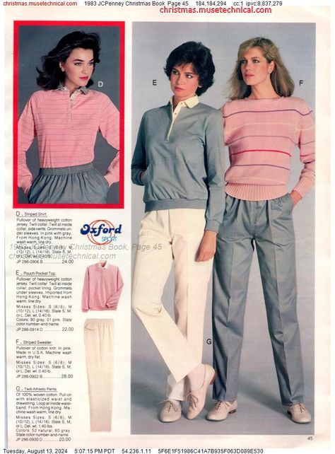 1983 JCPenney Christmas Book, Page 45 - Catalogs & Wishbooks 80s Fashion Catalogue, Casual 80s Outfits, 1900s Clothes, 80s Girl Fashion, 1983 Fashion, 1981 Fashion, 1980s Outfits, 1980 Fashion, Frankie And Johnny