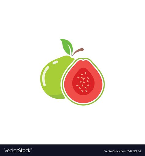 Guava Logo, Guava Illustration, Guava Vector, Fruit Logo Design Ideas, Red Guava, Fruit Logo Design, Guava Fruit, Guava Juice, Fruit Logo