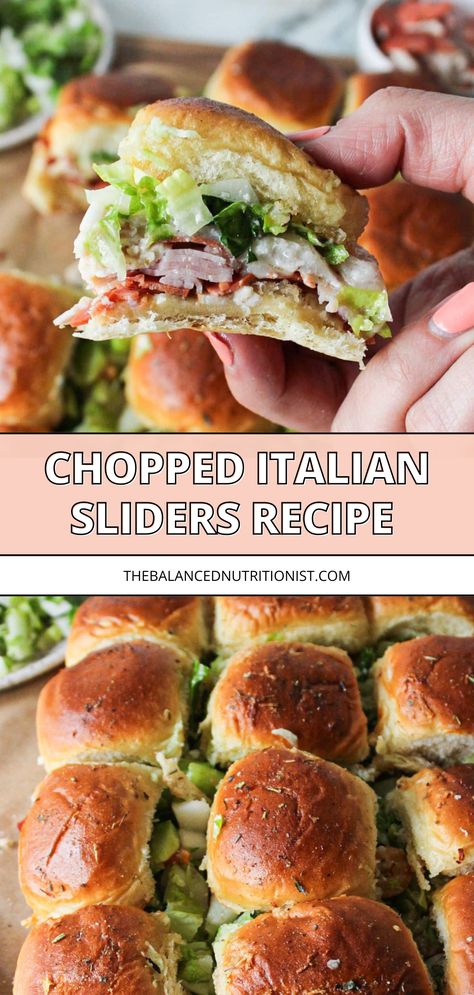 Make these hot Italian grinder sandwich sliders using Hawaiian rolls for a perfect bite-sized treat. Filled with chopped ham and turkey, melty cheese, and a homemade salad dressing, these Italian slider sandwiches are a delicious twist on the classic Italian sub. Italian Grinder Sliders, Grinder Sliders, Italian Grinder Sandwich, Easy Vinaigrette, Sandwich Sliders, Hawaiian Roll Sandwiches, Italian Sliders, Italian Grinder, Grinder Sandwich