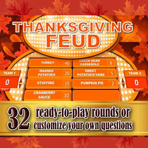 Fun THANKSGIVING Game TRIVIA FAMILY FRIENDLY FEUD ready to play, INSTANT DOWNLOAD. Adult Family Games For Christmas, Fall Thanksgiving Games, Friend Thanksgiving Party, Turkey Race Game, Thanksgiving Jepordy Game Free, Thanksgiving Fun Games For Adults, Thanksgiving Feud Game, Thanksgiving Activities For Workplace, Thanksgiving Games For Family Fun Adults