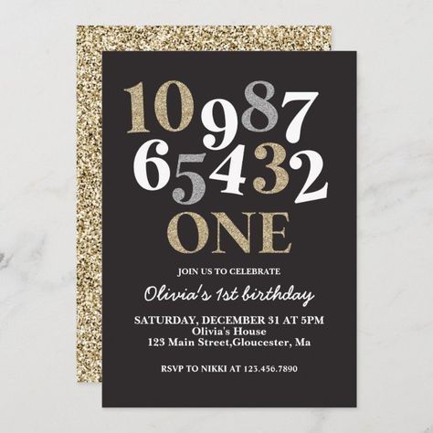 New Years Eve Countdown First Birthday Invitation - tap/click to get yours right now! #new #years, #year #baby, #countdown, New Years One Year Old Birthday, Baby Boy New Years Birthday, New Year’s Eve First Birthday Party, New Years Eve 1st Birthday Party, Countdown To One Birthday Theme, Nye 1st Birthday Party, New Year’s Eve First Birthday, New Years First Birthday Party, New Years Eve Countdown