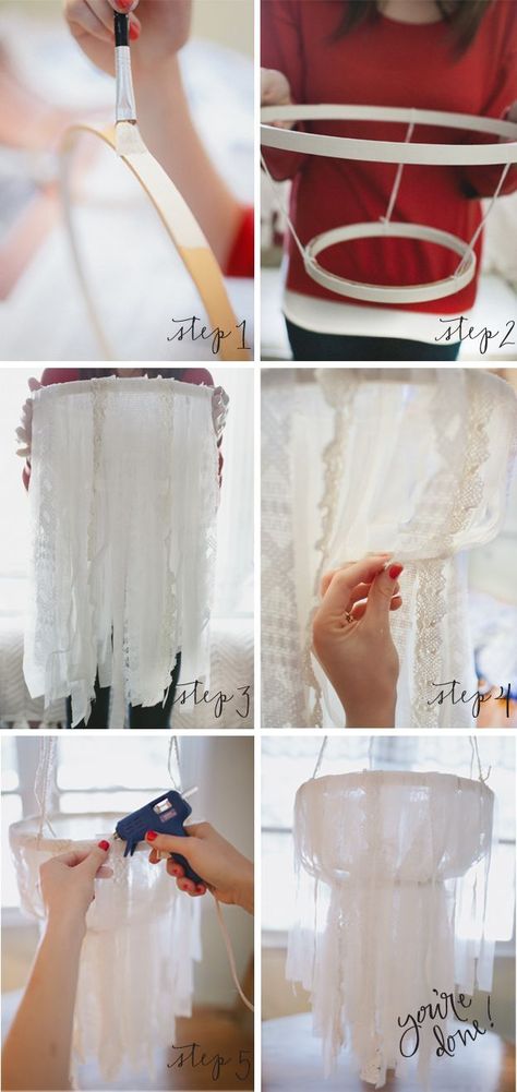 25 Teenage Girl Room Decor Ideas - A Little Craft In Your DayA Little Craft In Your Day- Wow! Who knew. Cute boho chic look. Chandelier Diy, Fabric Chandelier, Teenage Girl Room, Styl Shabby Chic, Diy Lampe, Estilo Shabby Chic