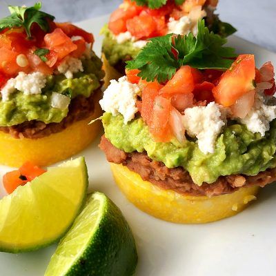 Polenta Stacks, Avocado Appetizer, Bbq Party Food, Corn Flour, Summer Bbq, Wheat Free, Tex Mex, Vegan Snacks, Polenta